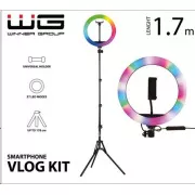 WG - Vlog Kit Grundausstattung für die Aufnahme von Video-Blogs, mit RGB-LED-Licht und Stativ 1,7 Meter