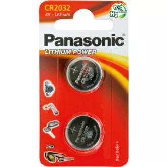 PANASONIC Lithiumbatterie (Knopf) CR-2032EL / 2B 3V (Blister 2 Stück)
