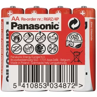 PANASONIC Zink-Kohle-Batterien Red Zinc R6RZ / 4P AA 1.5V (Schrumpfen 4 Stück)