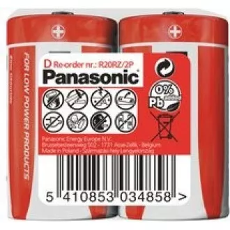 PANASONIC Zink-Kohle-Batterien Red Zinc R20RZ / 2P D 1,5V (schrumpfen 2 Stück)
