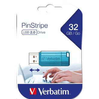 VERBATIM Flash Drive 32GB Store 'n' Go PinStripe, Caribbean Blue