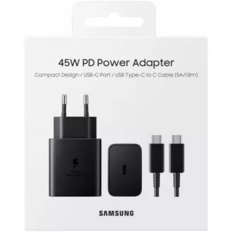 Samsung Reiseladegerät EP-T4510XBE, Schnellladung 45W, USB-C   USB-C Datenkabel, schwarz