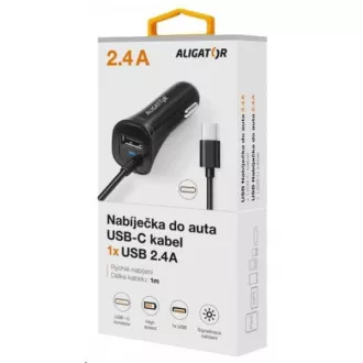 Aligator KFZ-Ladegerät Turbocharge, 12/24 V, 2, 4 A, USB-C, 1x USB-Ausgang, schwarz