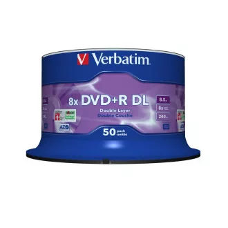 VERBATIM DVD + R (50er-Pack) / Doppelschicht / Spindel / 8X 8,5 GB Mattsilber