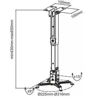 CONNECT IT Projektor Deckenhalterung P2 43-65cm, neigbar (±30°, max. 20kg)