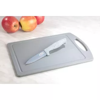 Steuber Schneidebrett 29 x 20 cm mit Gemüsemesser, grau
