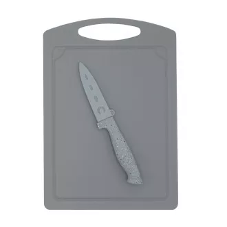 Steuber Schneidebrett 29 x 20 cm mit Schälmesser, grau