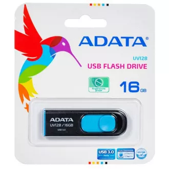 ADATA Flash Disk 16GB UV128, USB 3.1 Dash Drive (R: 40 / B: 25 MB/s) schwarz / blau ADATA Flash Disk 16GB UV128, USB 3.1 Dash Drive (R: 40 / B: 25 MB/s) schwarz / blau