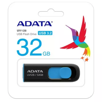 ADATA Flash Disk 32GB UV128, USB 3.1 Dash Drive (R: 40 / B: 25 MB/s) schwarz / blau