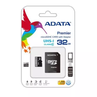 ADATA MicroSDHC-Karte 32 GB UHS-I Klasse 10 + SD-Adapter, Premier ADATA MicroSDHC-Karte 32 GB UHS-I Klasse 10 + SD-Adapter, Premier