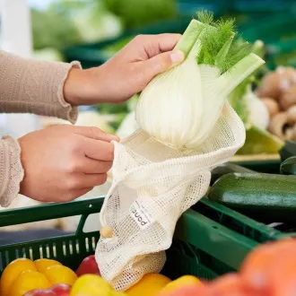 Pandoo Bio-Baumwoll-Netzbeutel für Obst, Gemüse und Brot 7er-Set