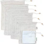 Pandoo Bio-Baumwoll-Netzbeutel für Obst, Gemüse und Brot 7er-Set
