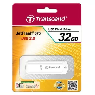 TRANSCEND Flash Disk 32GB JetFlash®370, USB 2.0 (R: 16 / B: 6 MB / s) weiß