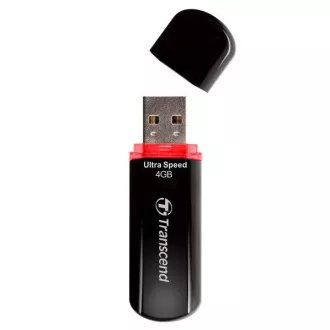 TRANSCEND Flash Disk 4GB JetFlash®600, USB 2.0 (R: 20 / B: 10 MB / s) schwarz / rot