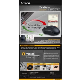 A4tech G3-200N, V-Track, kabellose optische Maus, 2,4 GHz, 10 m Reichweite, schwarz