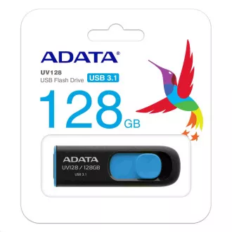 ADATA Flash Disk 128GB UV128, USB 3.1 Dash Drive (R: 90 / B: 40 MB/s) schwarz / blau