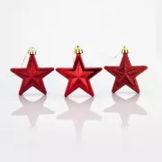 Eurolamp Weihnachtsdekoration Plastiksterne rot, 6,5 cm, 12er Set