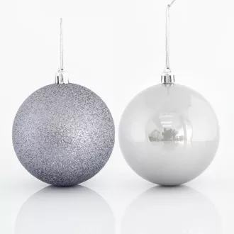 Eurolamp Weihnachtsschmuck graue Kunststoffkugeln, 8 cm, 6er-Set Eurolamp Weihnachtsschmuck graue Kunststoffkugeln, 8 cm, 6er-Set