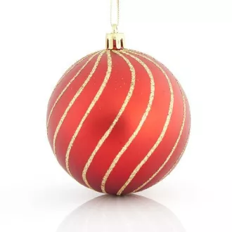 Eurolamp Weihnachtsschmuck rote Kunststoffkugeln mit goldenen Linien, 8 cm, 6er-Set Eurolamp Weihnachtsschmuck rote Kunststoffkugeln mit goldenen Linien, 8 cm, 6er-Set
