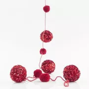 Eurolamp Dekorative Girlande mit roten Pompons, 183 cm, 1 Stück