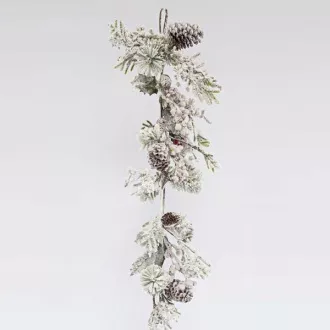 Eurolamp Weihnachtsdekoration verschneiter Zweig mit Tannenzapfen, 153 cm, 1 Stück
