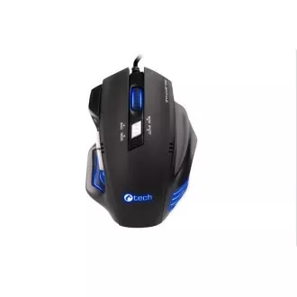 C-TECH Maus AKANTHA, Gaming, blaue Hintergrundbeleuchtung, 2400 DPI, USB