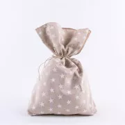 Eurolamp Weihnachtsdekorationsbeutel beige mit weißen Sternen, 34 x 47 cm, 1 Stück