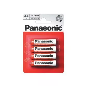 PANASONIC Zink-Kohle-Batterien Rot Zink R6RZ / 4BP EU AA 1.5V (Blister 4 Stück)