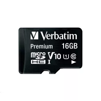 VERBATIM MicroSDHC-Karte 16 GB Premium, U1 + SD-Adapter VERBATIM MicroSDHC-Karte 16 GB Premium, U1 + SD-Adapter