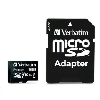 VERBATIM MicroSDHC-Karte 16 GB Premium, U1 + SD-Adapter VERBATIM MicroSDHC-Karte 16 GB Premium, U1 + SD-Adapter