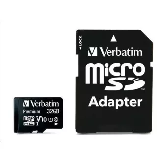 VERBATIM MicroSDHC-Karte 32 GB Premium, U1 + SD-Adapter