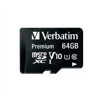 VERBATIM MicroSDXC-Karte 64GB Premium, U1 + Adapter