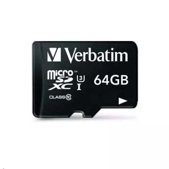 VERBATIM MicroSDXC-Karte 64GB Pro, U3 + Adapter