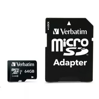 VERBATIM MicroSDXC-Karte 64GB Pro, U3 + Adapter