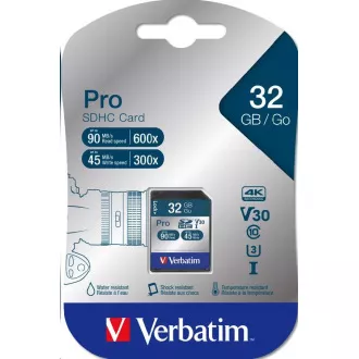 VERBATIM SDHC-Karte 32GB Pro, U3, V30