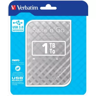 VERBATIM Externe HDD 1TB Store 'n' Go Portable Festplatte USB 3.0, Silber GEN II