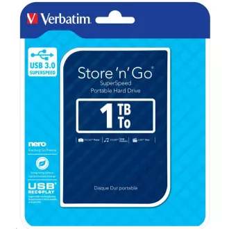 VERBATIM Externe HDD 1TB Store 'n' Go Tragbare Festplatte USB 3.0, Blau GEN II VERBATIM Externe HDD 1TB Store 'n' Go Tragbare Festplatte USB 3.0, Blau GEN II