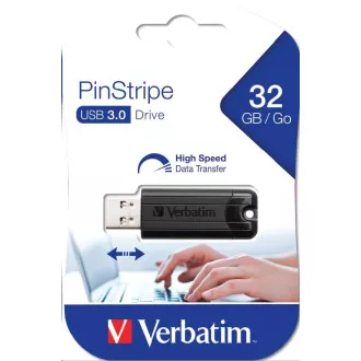 VERBATIM Flash Disk PinStripe USB 3.0, 32GB - schwarz