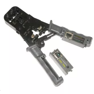 Crimpzange PROFI mit Zwangssperre für RJ11, RJ12, RJ45 Steckverbinder mit Prüfgerät und LED-Anzeige Crimpzange PROFI mit Zwangssperre für RJ11, RJ12, RJ45 Steckverbinder mit Prüfgerät und LED-Anzeige