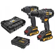 Caterpillar Carbonless 2in1 Set, Schlagbohrmaschine und Schlagschrauber,