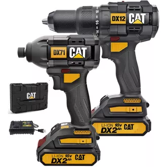 Caterpillar Carbonless 2in1 Set, Schlagbohrmaschine und Schlagschrauber,