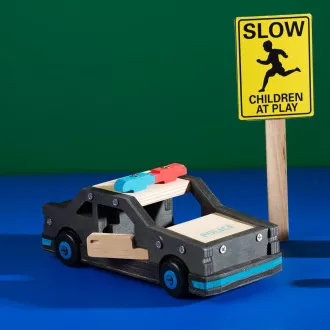 Stanley Jr. OK096-SY Baukasten, Polizeiauto, Holz