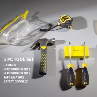 Stanley Jr. ST004-05-SY Werkzeug für Kinder, 5 Stück, gelb und schwarz Stanley Jr. ST004-05-SY Werkzeug für Kinder, 5 Stück, gelb und schwarz