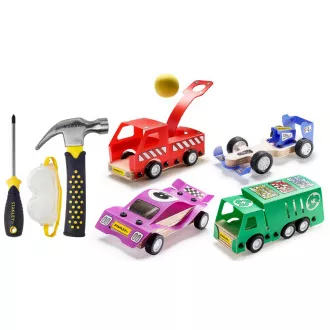 Stanley Jr. U001-K04-T03-SY Satz mit 4 Autos, Schraubendreher und Hammer