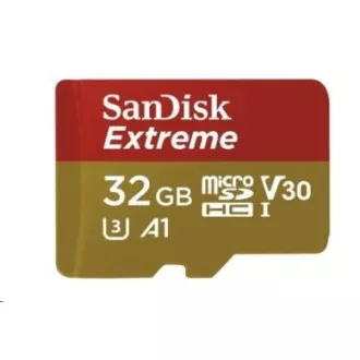 SanDisk MicroSDHC-Karte 32GB Extreme (100MB/s, Klasse 10, UHS-I U3 V30) + Adapter