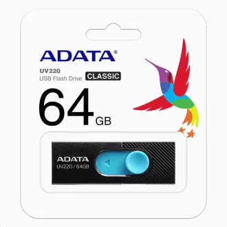 ADATA Flash Disk 64GB UV220, USB 2.0 Dash Drive, schwarz / blau