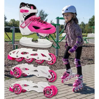 Rollschuhe 4in1 Enero KIDS - rosa und weiß, 30-33