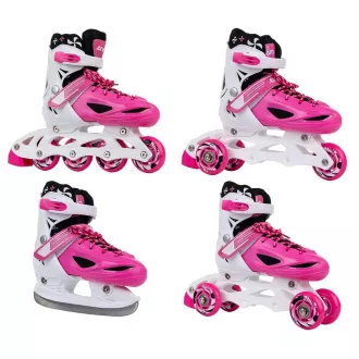 Rollschuhe 4in1 Enero KIDS - rosa und weiß, 30-33