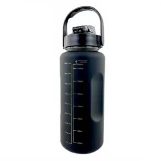 Motivations-Sportflasche 3in1, 2000 ml   900 ml   300 ml, Schwarz