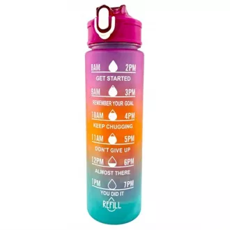 Motivations-Sportflasche 3in1, 2000 ml   900 ml   300 ml, Schwarz